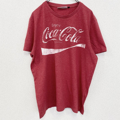 古着 used　半袖プリントTシャツ　コカコーラ　企業　赤　レッド　クルーネック　レトロデザイン　Lサイズ