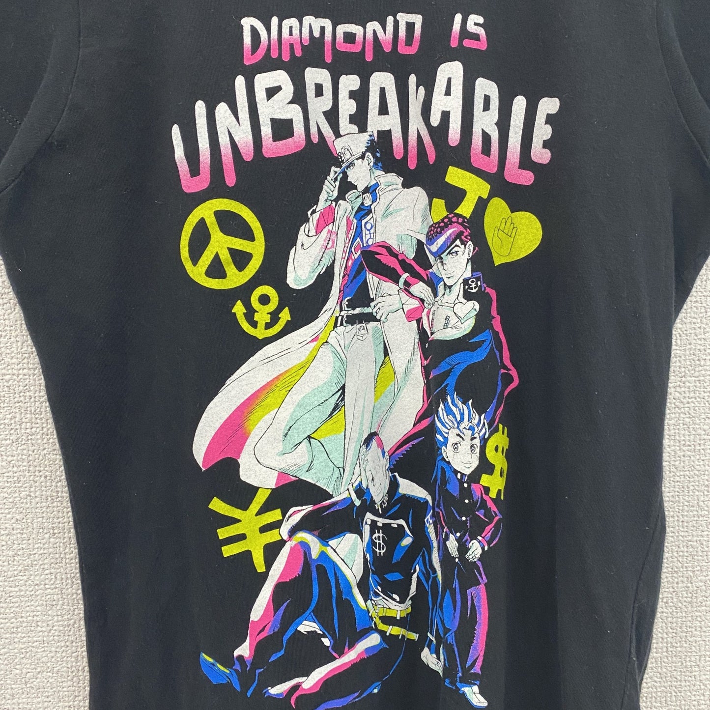 古着 used　ジョジョの奇妙な冒険　半袖アニメプリントTシャツ　黒　ブラック　少年ジャンプ　クルーネック　Mサイズ