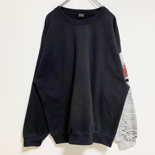古着 used　GILDAN ギルダン　長袖クルーネックスウェット　トレーナー　黒　ブラック　レトロ　ビッグシルエット　XLサイズ