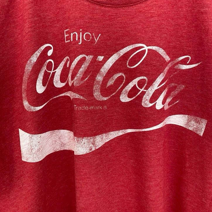 古着 used　半袖プリントTシャツ　コカコーラ　企業　赤　レッド　クルーネック　レトロデザイン　Lサイズ