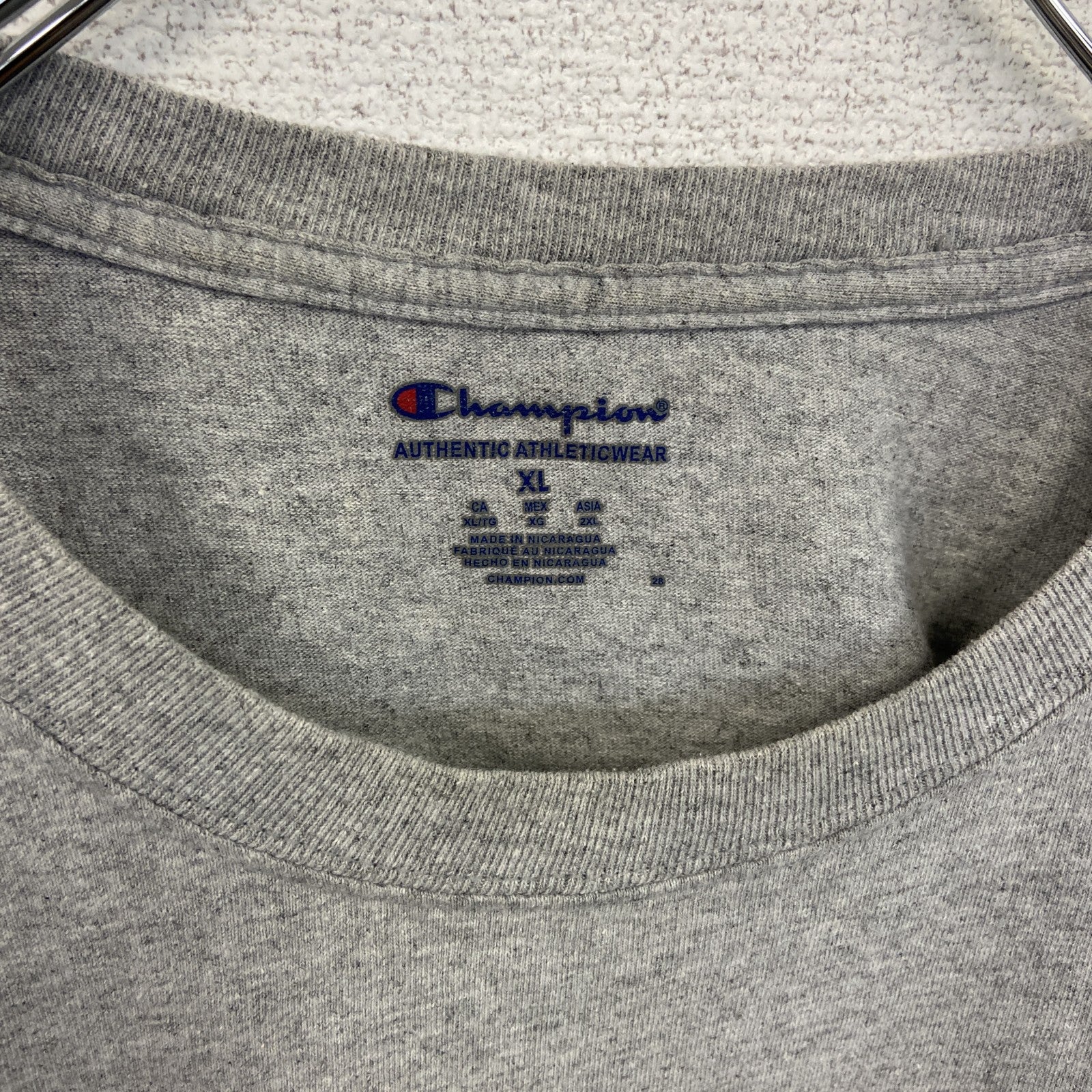 古着 used　チャンピオン　カレッジ　半袖プリントTシャツ　セントオラフ　灰色　ライトグレー　XLサイズ