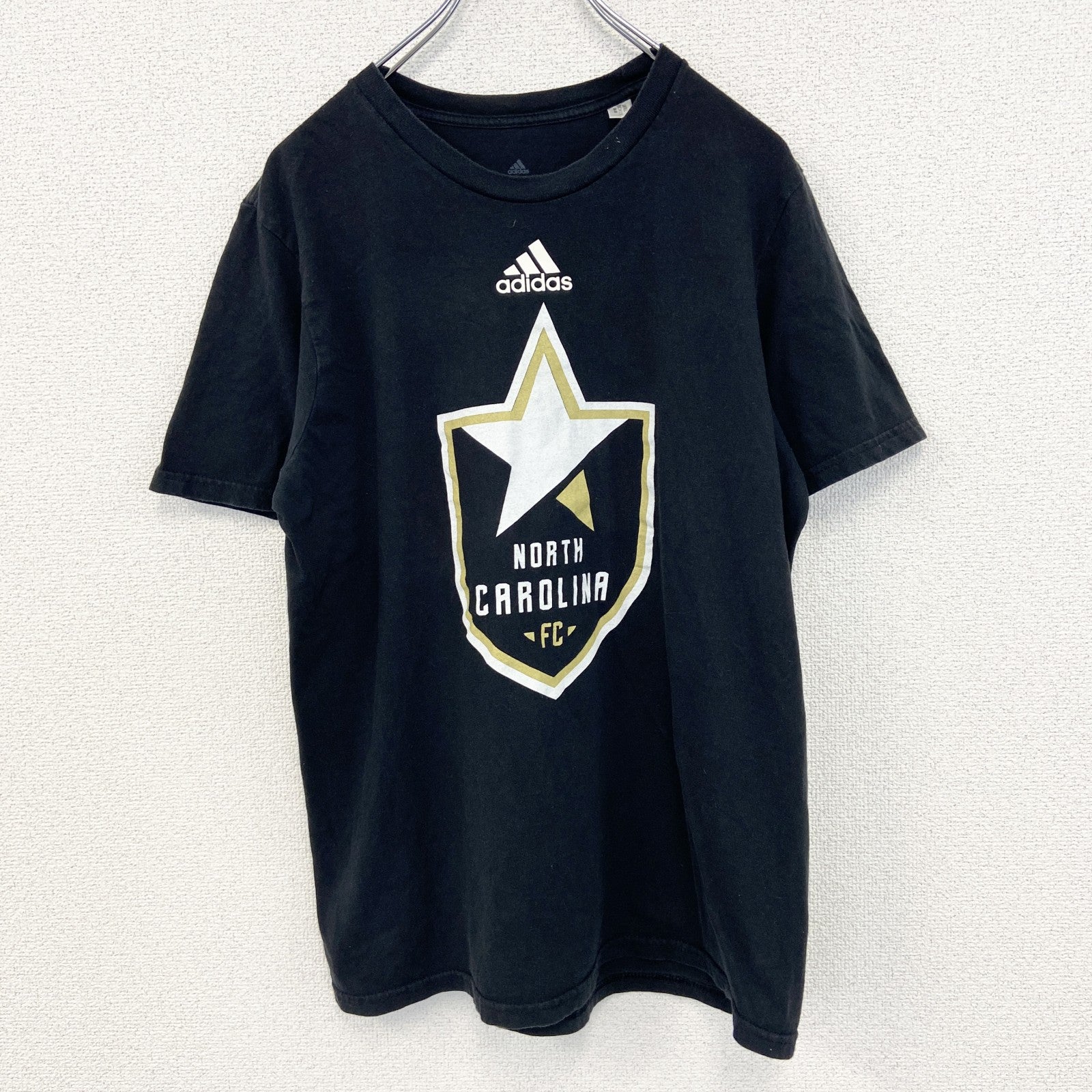 古着 used　アディダス　半袖プリントTシャツ　ノースカロライナFC　黒　ブラック　クルーネック　XLサイズ