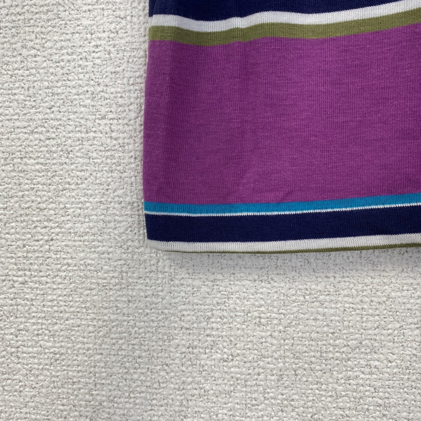 古着 used　ペンギンクラブ　半袖ポロシャツ　ストライプ　USA製　レトロデザイン　シングルステッチ　紫　パープル　Mサイズ