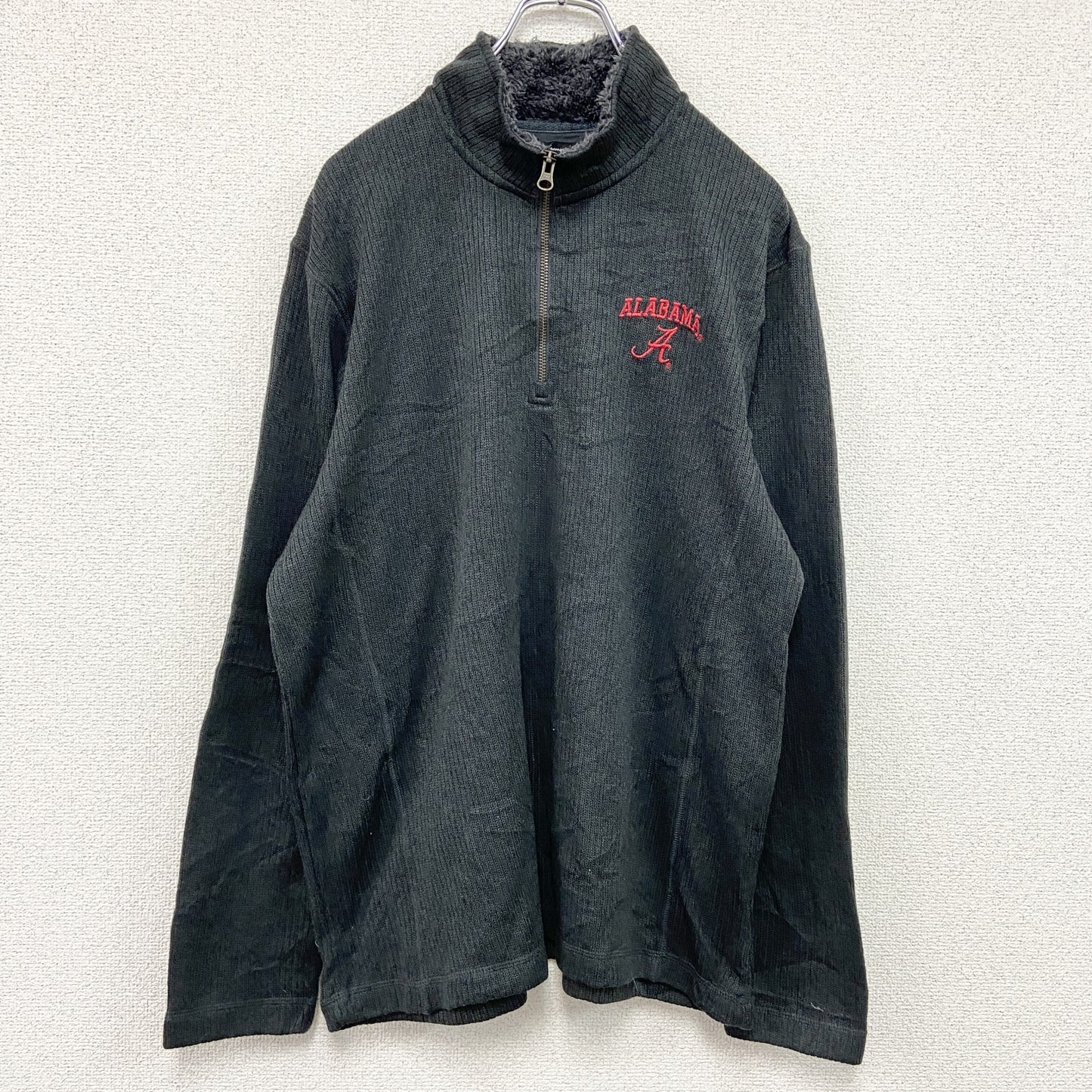 Champion　チャンピオン　ハーフジップスウェット/トレーナー　刺繍ロゴ　ワンポイント　現行　黒　ブラック　Lサイズ