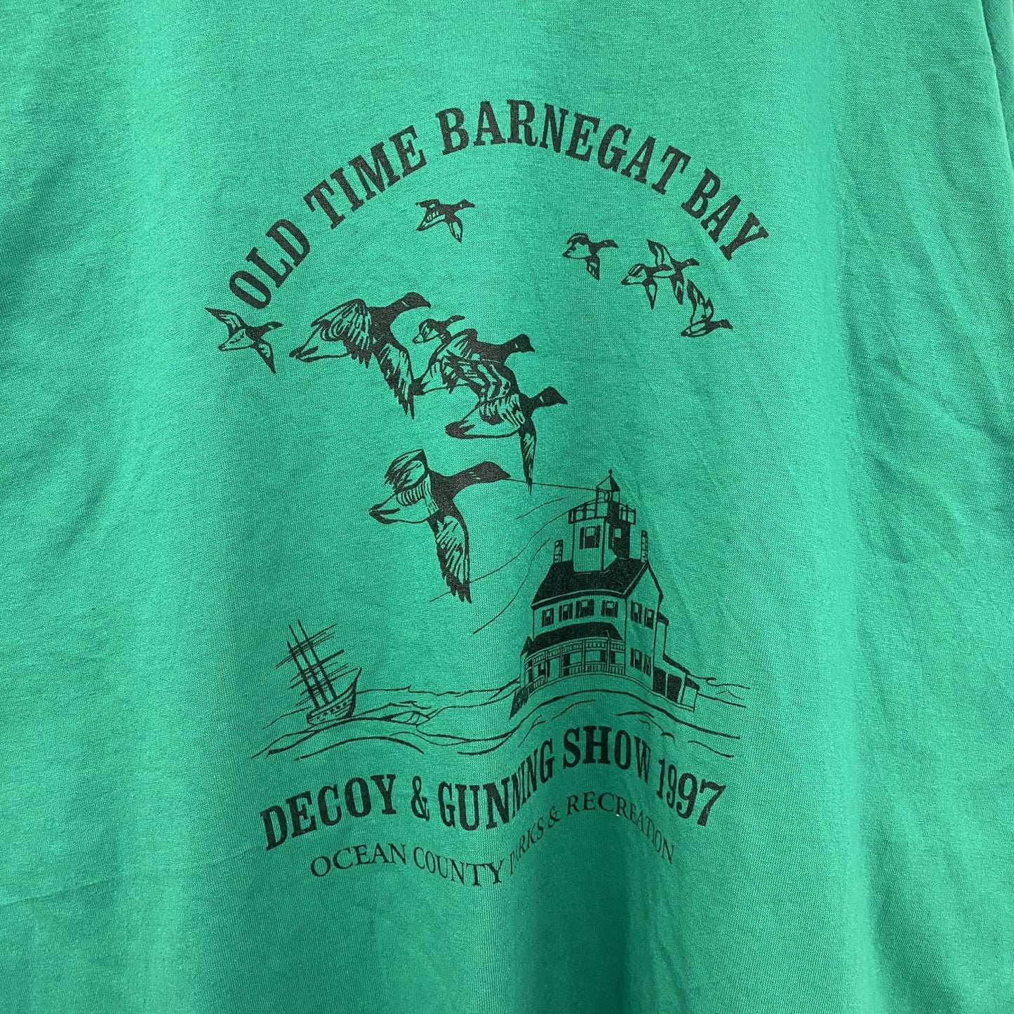 古着 used　90s　Hanes ヘインズ　半袖プリントTシャツ　シングルステッチ　緑　ヴィンテージ　レトロ　XLサイズ