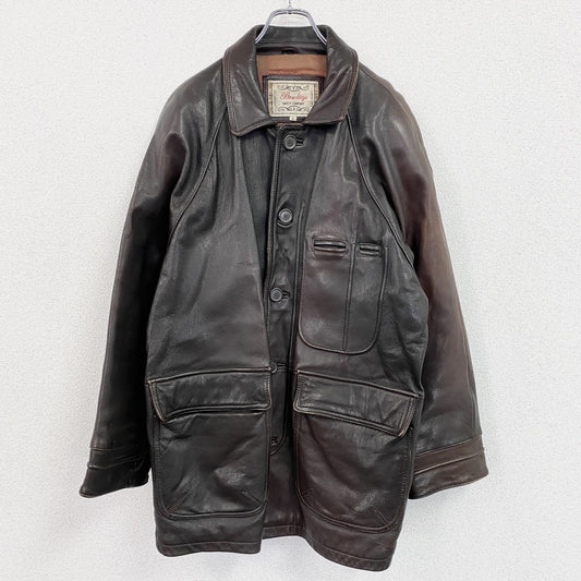 90s　Bewlays　ビューリーズ　羊革レザーカーコート　レザージャケット　ヴィンテージ　茶色　ブラウン　Lサイズ