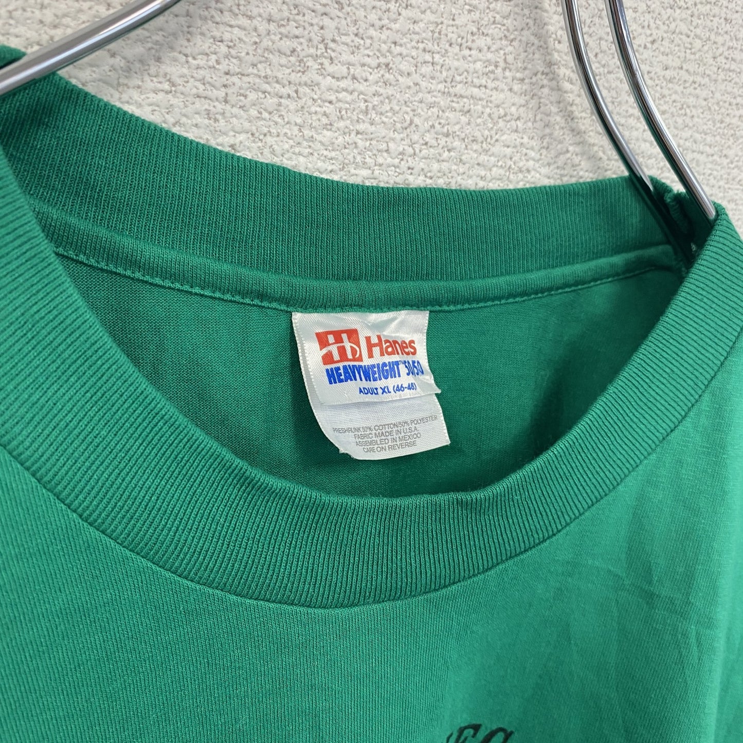 古着 used　90s　Hanes ヘインズ　半袖プリントTシャツ　シングルステッチ　緑　ヴィンテージ　レトロ　XLサイズ