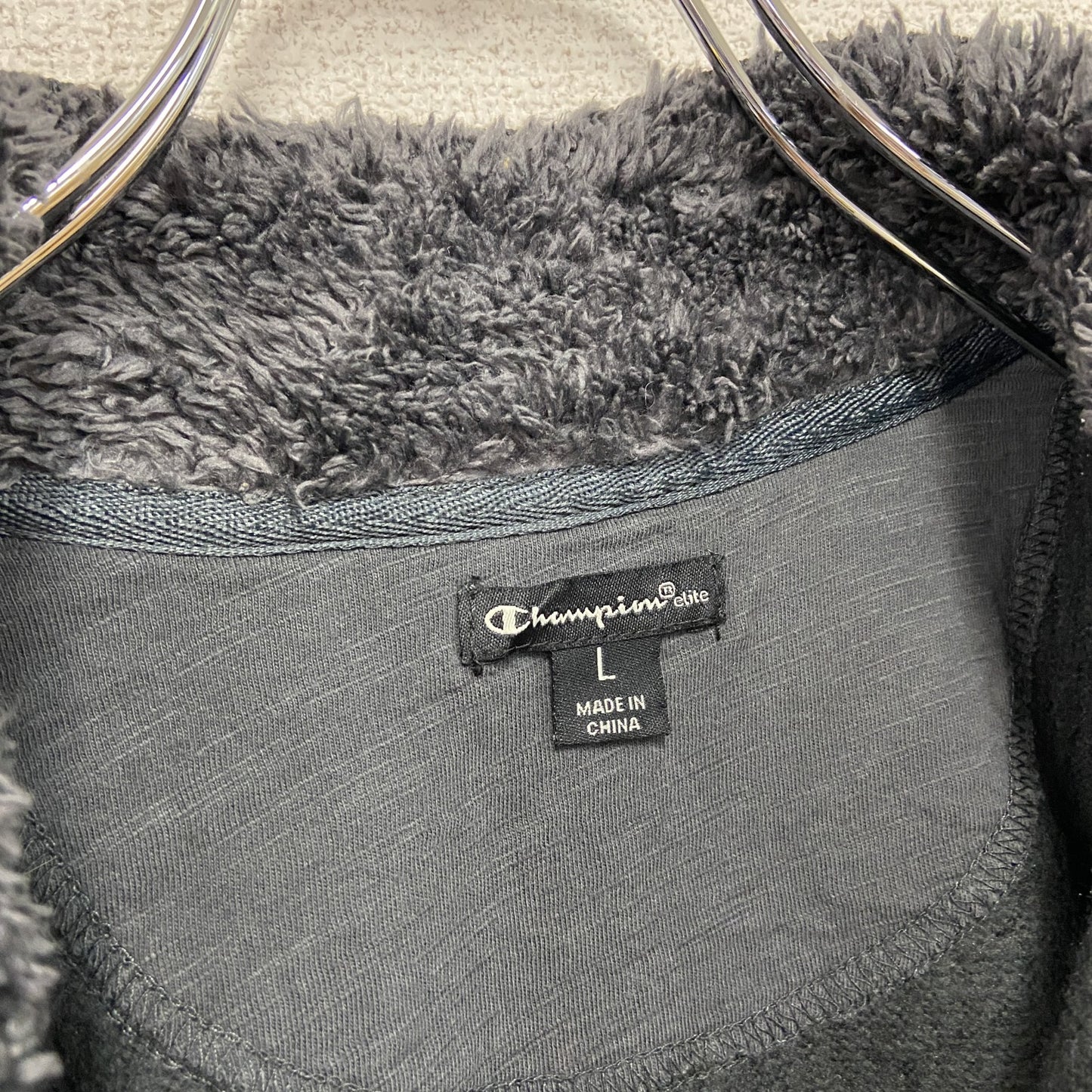 Champion　チャンピオン　ハーフジップスウェット/トレーナー　刺繍ロゴ　ワンポイント　現行　黒　ブラック　Lサイズ