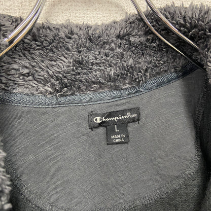Champion　チャンピオン　ハーフジップスウェット/トレーナー　刺繍ロゴ　ワンポイント　現行　黒　ブラック　Lサイズ