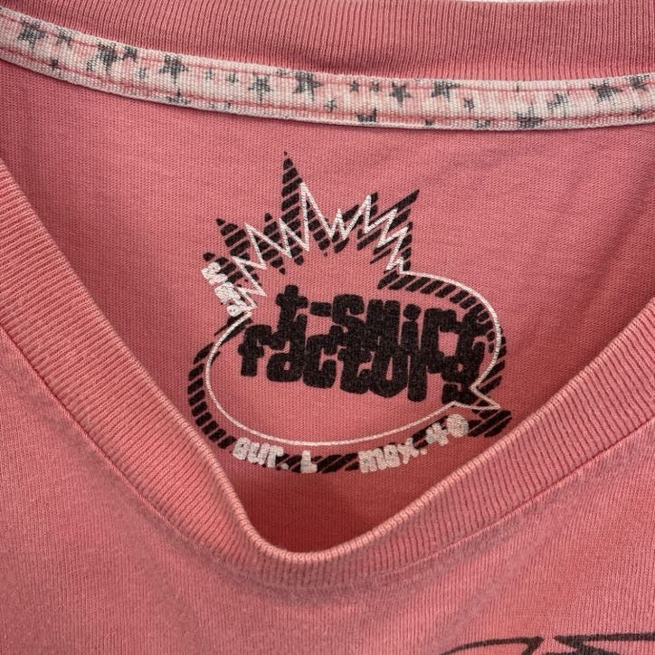 古着 used　半袖プリントTシャツ　フラッシュ　DCヒーロー　ピンク　クルーネック　レトロデザイン　Lサイズ
