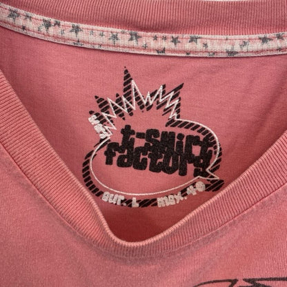 古着 used　半袖プリントTシャツ　フラッシュ　DCヒーロー　ピンク　クルーネック　レトロデザイン　Lサイズ