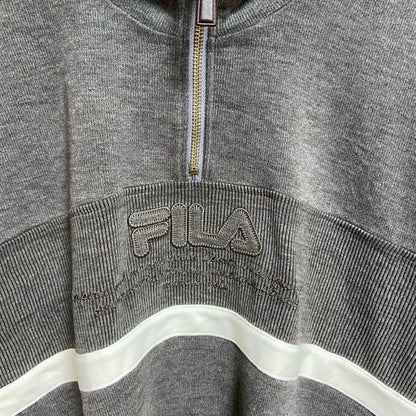 FILA　フィラ　ハーフジップスウェット/トレーナー　ワンポイントロゴ刺繍　灰色　グレー　Lサイズ