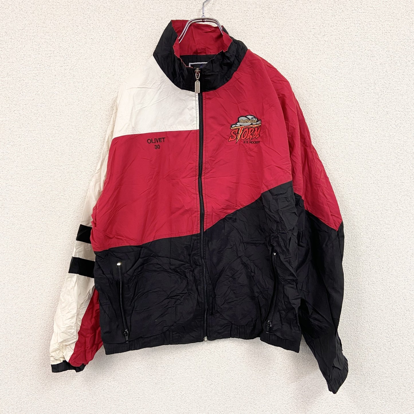 90s　Holloway　ホロウェイ　フルジップナイロンジャケット　ヴィンテージ　マルチカラー　レッド　Mサイズ