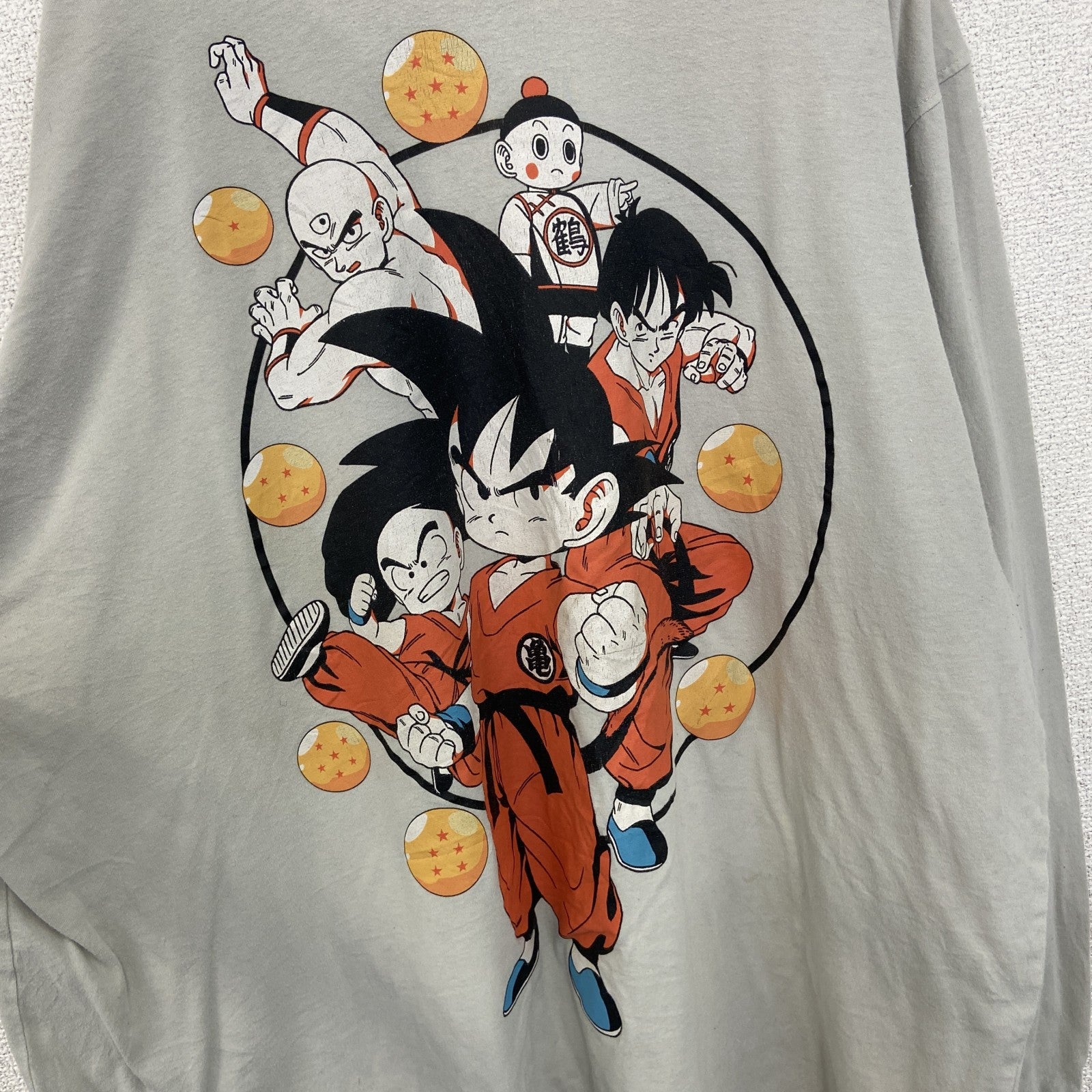 古着 used　半袖アニメプリントTシャツ　ドラゴンボール　灰色　ライトグレー　クルーネック　レトロデザイン　2XLサイズ