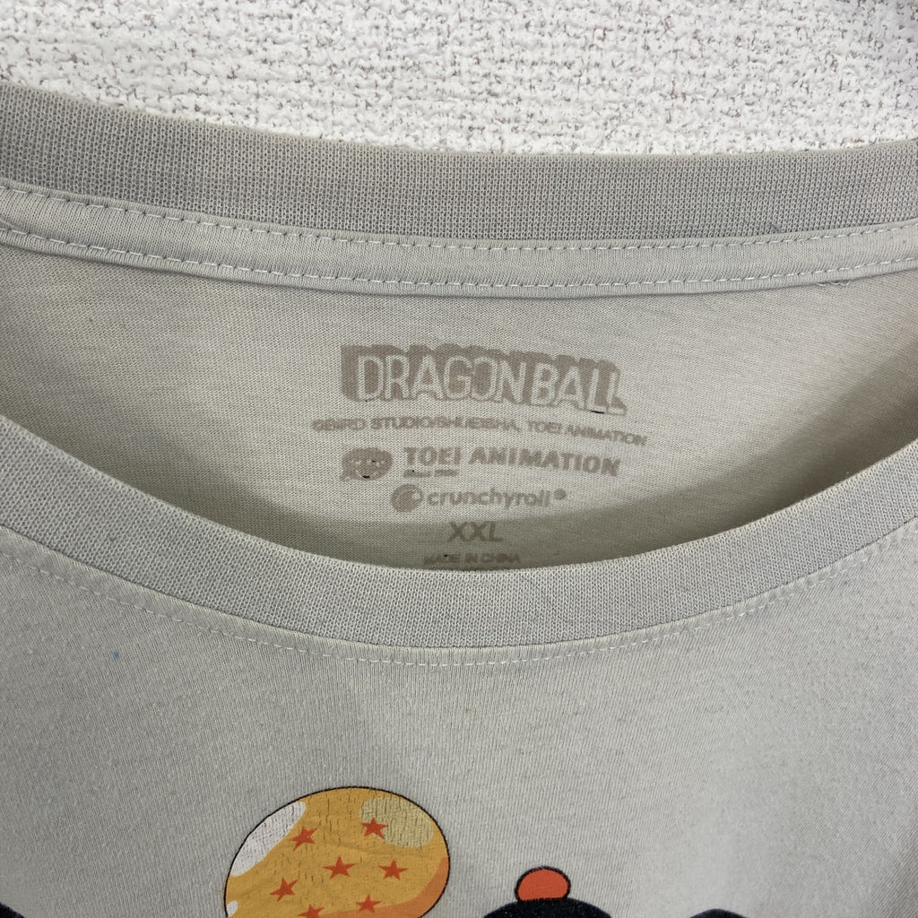 古着 used　半袖アニメプリントTシャツ　ドラゴンボール　灰色　ライトグレー　クルーネック　レトロデザイン　2XLサイズ