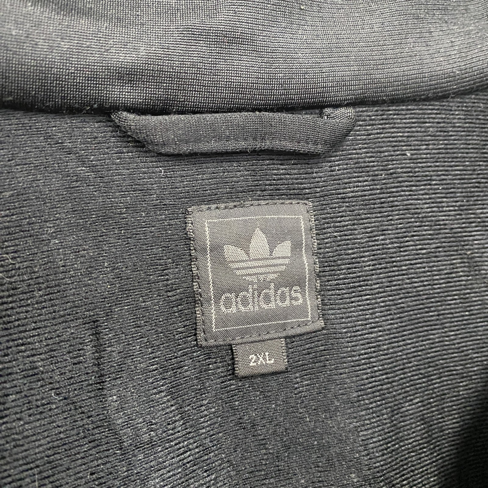 00s　adidas　アディダス　ファイヤーバード　トラックジャケット/ジャージ　トレフォイルロゴ　ヴィンテージ　黒　ブラック　2XLサイズ