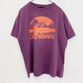 古着 used　半袖プリントTシャツ　ナクル湖　アフリカ　紫　パープル　クルーネック　レトロデザイン　Lサイズ