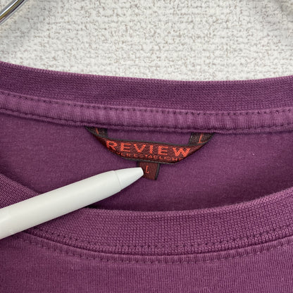 古着 used　半袖プリントTシャツ　ナクル湖　アフリカ　紫　パープル　クルーネック　レトロデザイン　Lサイズ