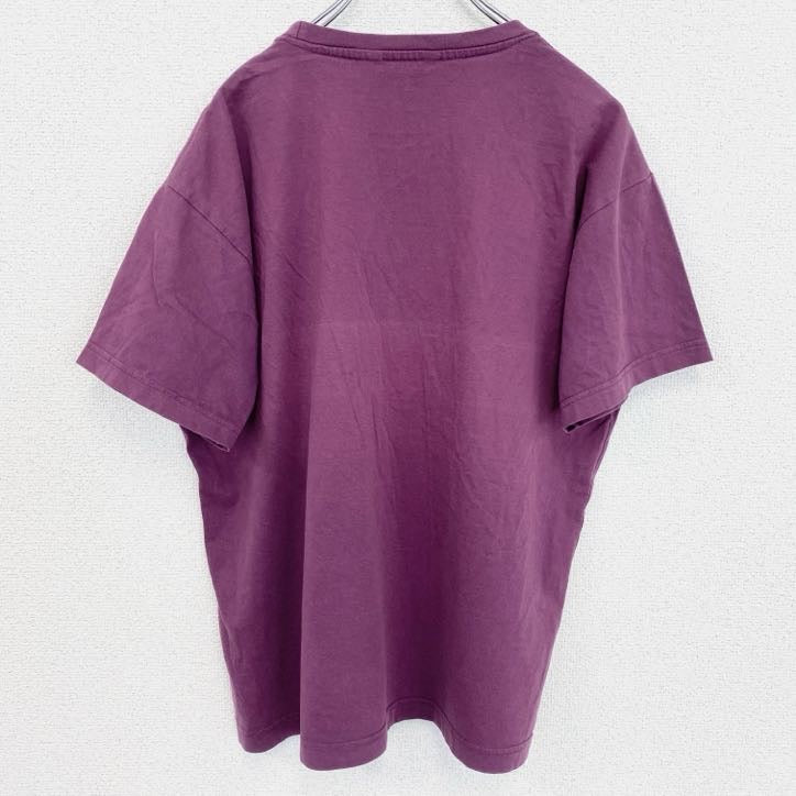古着 used　半袖プリントTシャツ　ナクル湖　アフリカ　紫　パープル　クルーネック　レトロデザイン　Lサイズ