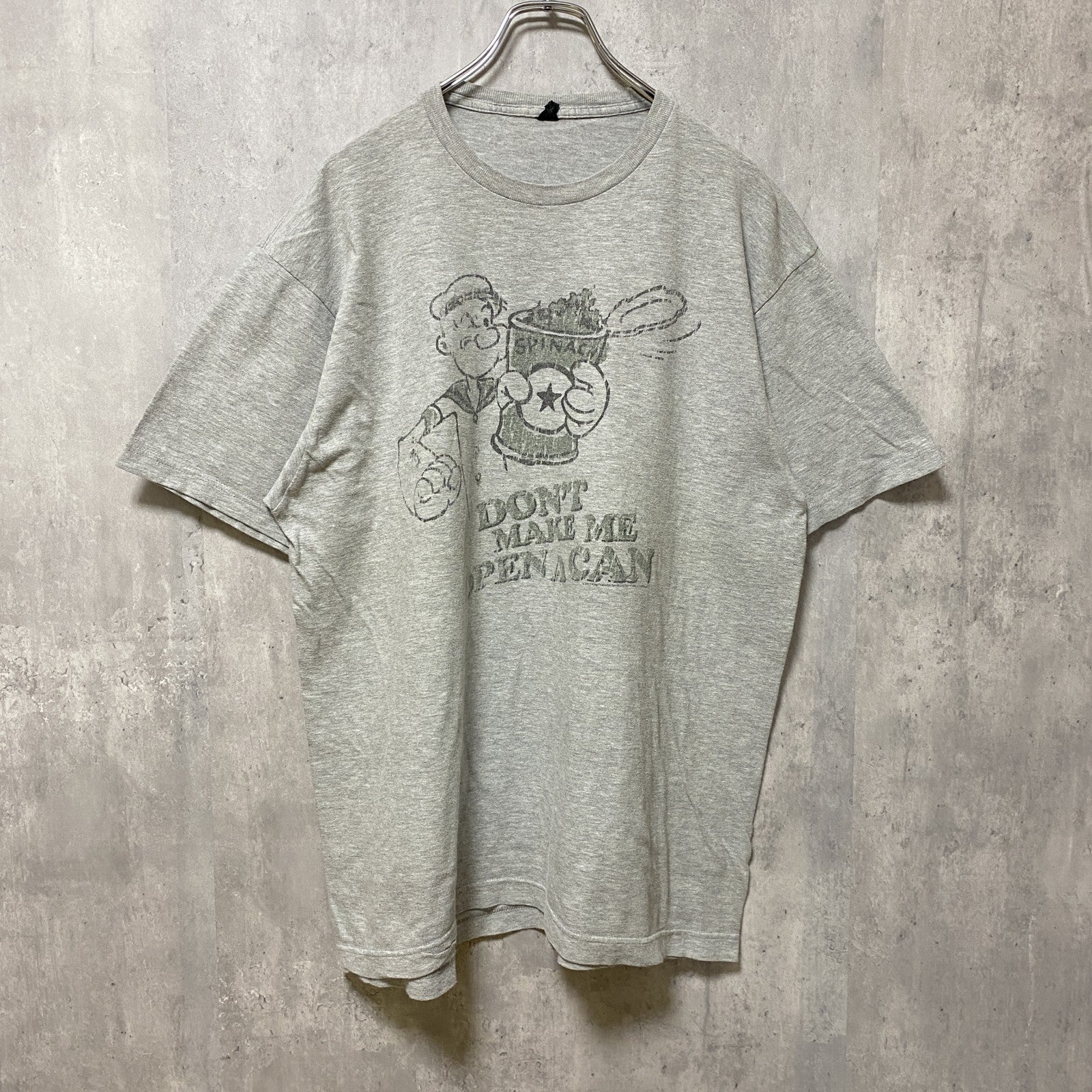 古着 used　Popeye　ポパイ　半袖プリントクルーネックTシャツ　キャラクター　グレー　ビッグシルエット　XLサイズ
