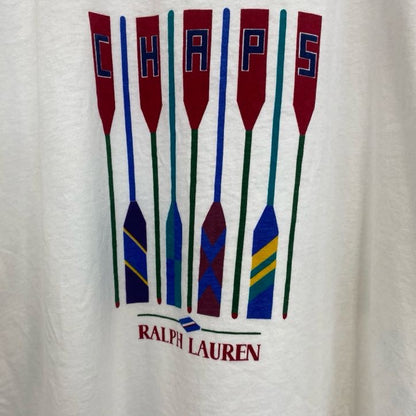 90s　CHAPS　ラルフローレン　半袖プリントTシャツ　ヴィンテージ　シングルステッチ　白　XLサイズ