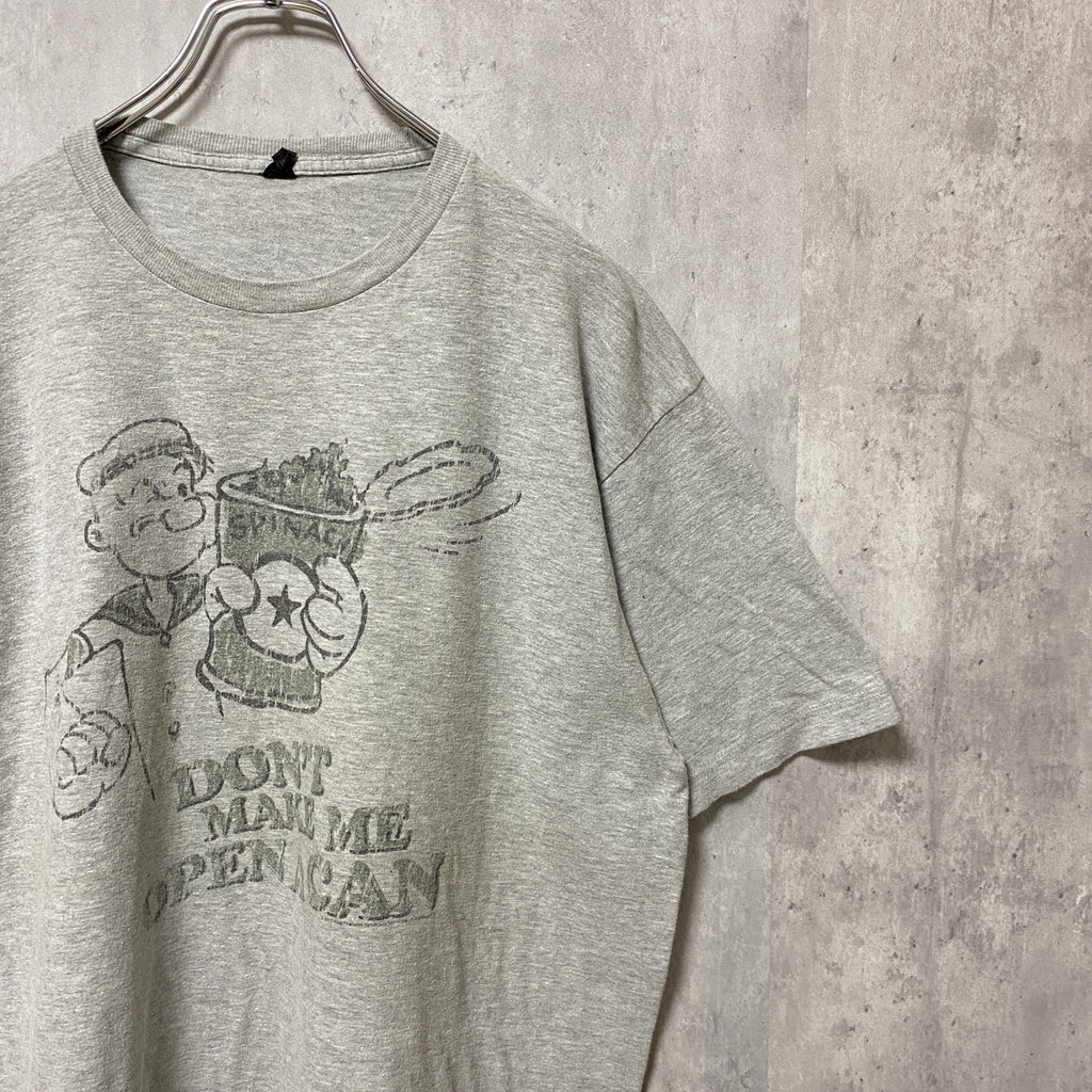 古着 used　Popeye　ポパイ　半袖プリントクルーネックTシャツ　キャラクター　グレー　ビッグシルエット　XLサイズ