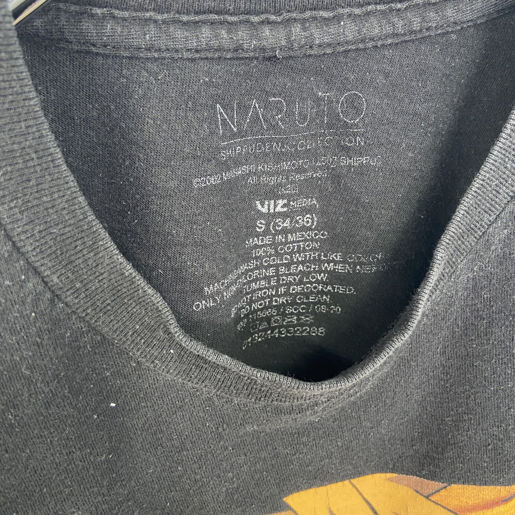 古着 used　半袖アニメプリントTシャツ　うずまきナルト　黒　ブラック　クルーネック　レトロデザイン　Sサイズ