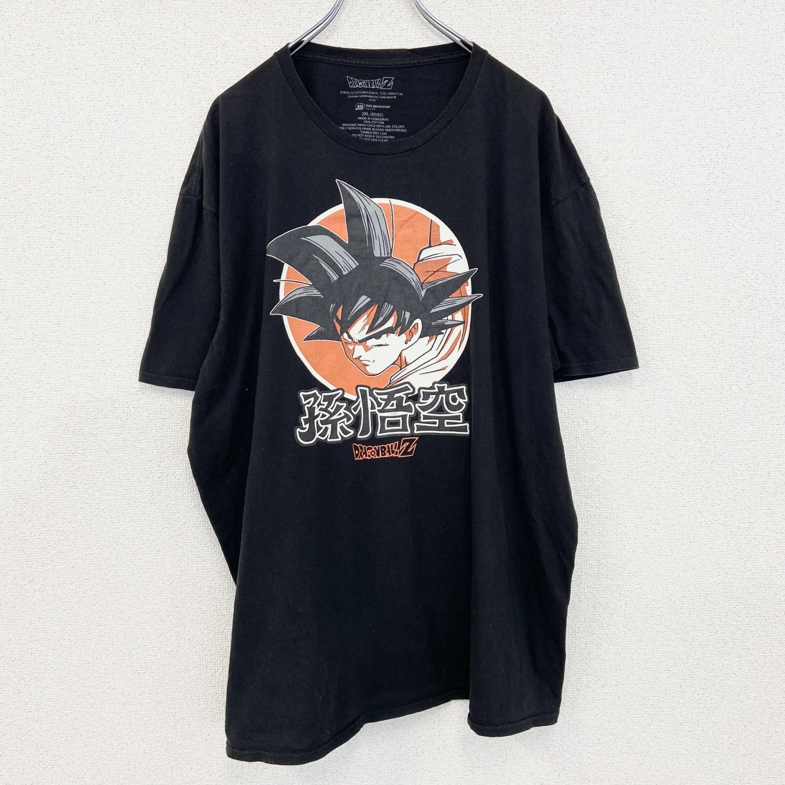古着 used　半袖アニメプリントTシャツ　ドラゴンボール　孫悟空　黒　ブラック　100%コットン　クルーネック　２XLサイズ
