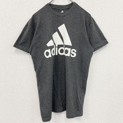古着 used　Adidas　アディダス　半袖ロゴプリントTシャツ　グレー　クルーネック　レトロデザイン　Mサイズ