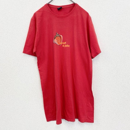 古着 used　半袖プリントTシャツ　いちご　ストロベリー　フルーツ　赤　レッド　クルーネック　レトロデザイン