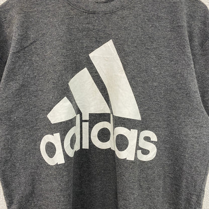 古着 used　Adidas　アディダス　半袖ロゴプリントTシャツ　グレー　クルーネック　レトロデザイン　Mサイズ
