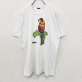 古着 used　半袖プリントTシャツ　鳥　インコ　カジュアルデザイン　シングルステッチ　90s　クルーネック　白　Lサイズ　
