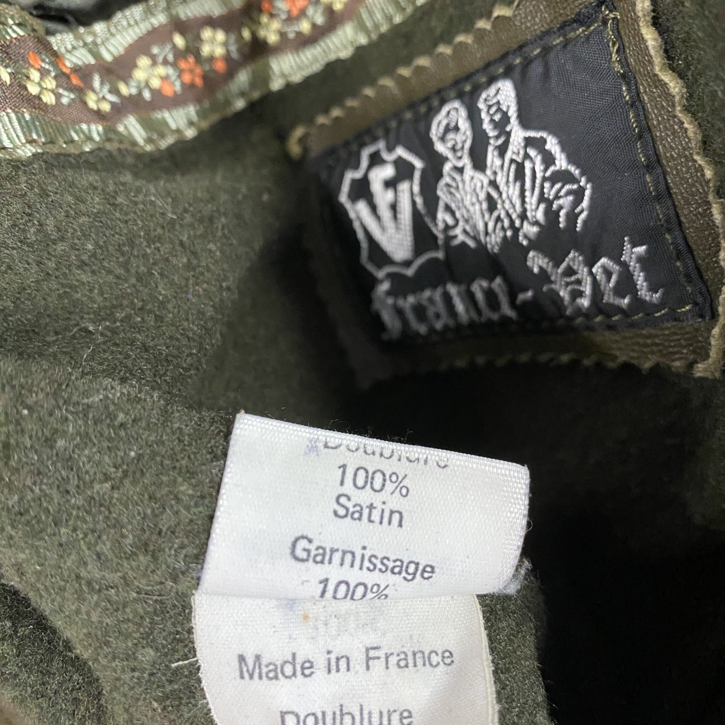 ～90s　France Vet　フランスヴェット　レザーカーコート　中綿入り　ユーロヴィンテージ　カーキ　
