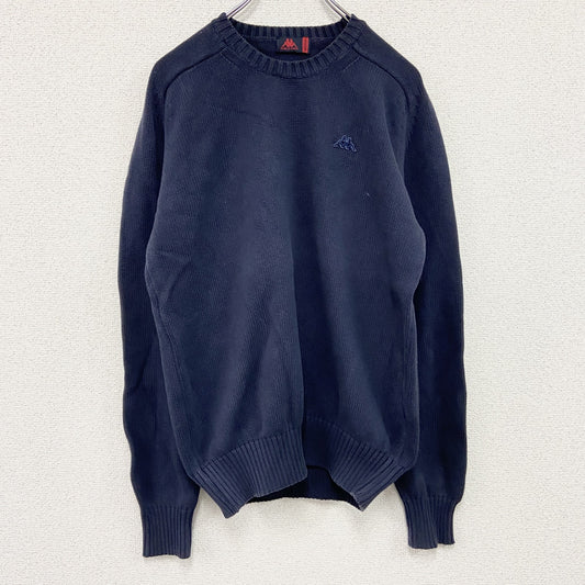 90s～　Kappa　カッパ　コットンニットセーター　ヴィンテージ　刺繍ロゴ　紺　ネイビー　Mサイズ