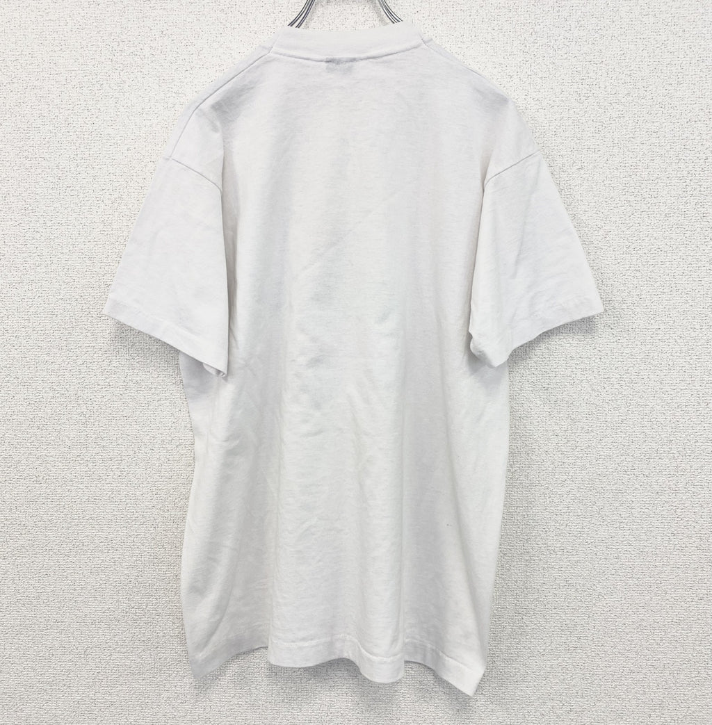 古着 used　半袖プリントTシャツ　鳥　インコ　カジュアルデザイン　シングルステッチ　90s　クルーネック　白　Lサイズ　