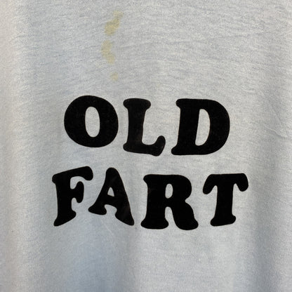 古着 used　半袖プリントTシャツ　USA製　シングルステッチ　水色　ライトブルー　クルーネック　レトロデザイン　Lサイズ