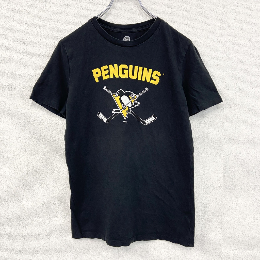古着 used　半袖プリントTシャツ　NHL　ペンギンズ　アイスホッケー　黒　ブラック　クルーネック　XLサイズ