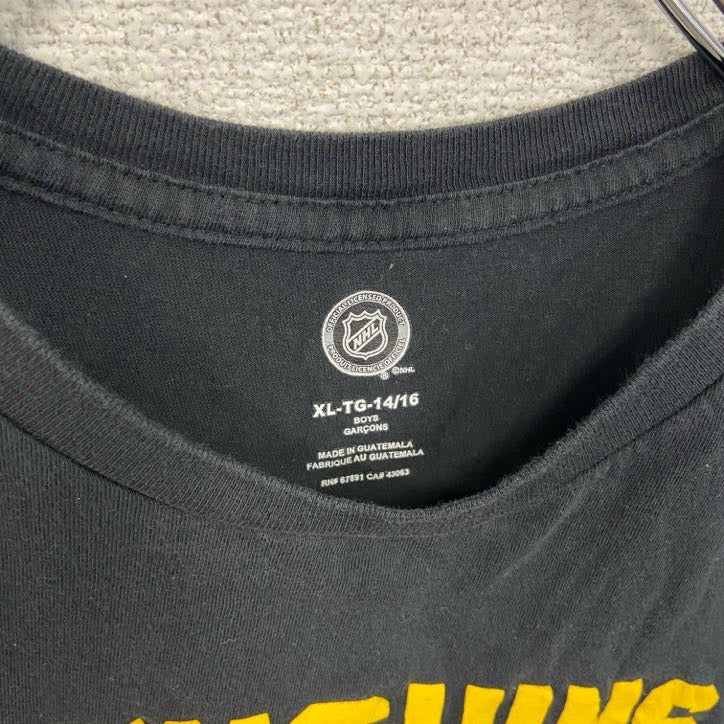 古着 used　半袖プリントTシャツ　NHL　ペンギンズ　アイスホッケー　黒　ブラック　クルーネック　XLサイズ