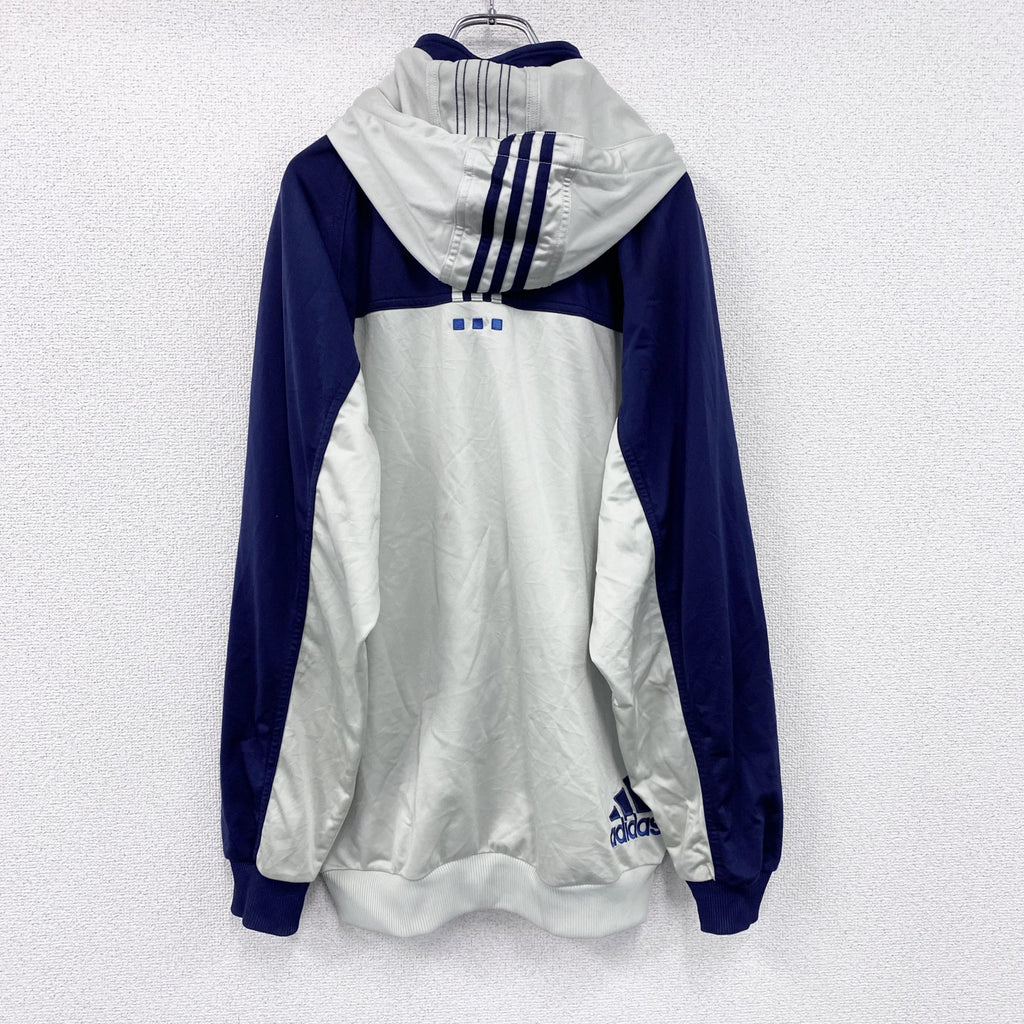 90s～　adidas　アディダス　トラックジャケット/ジャージパーカー　パフォーマンスロゴ　ヴィンテージ　灰色　グレー　42サイズ　