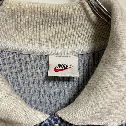 古着 used　NIKE ナイキ　半袖ストライプ柄ポロシャツ　ハーフボタン　ワンポイントロゴ刺繍　レトロデザイン　XLサイズ