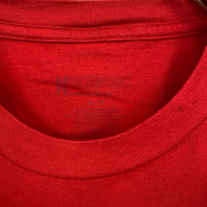 古着 used　半袖プリントTシャツ　野球　バスケ　フットボール　サッカー　赤　レッド　クルーネック　レトロデザイン