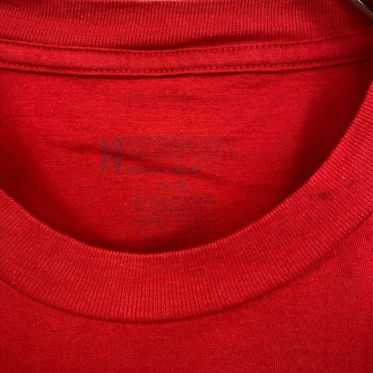 古着 used　半袖プリントTシャツ　野球　バスケ　フットボール　サッカー　赤　レッド　クルーネック　レトロデザイン