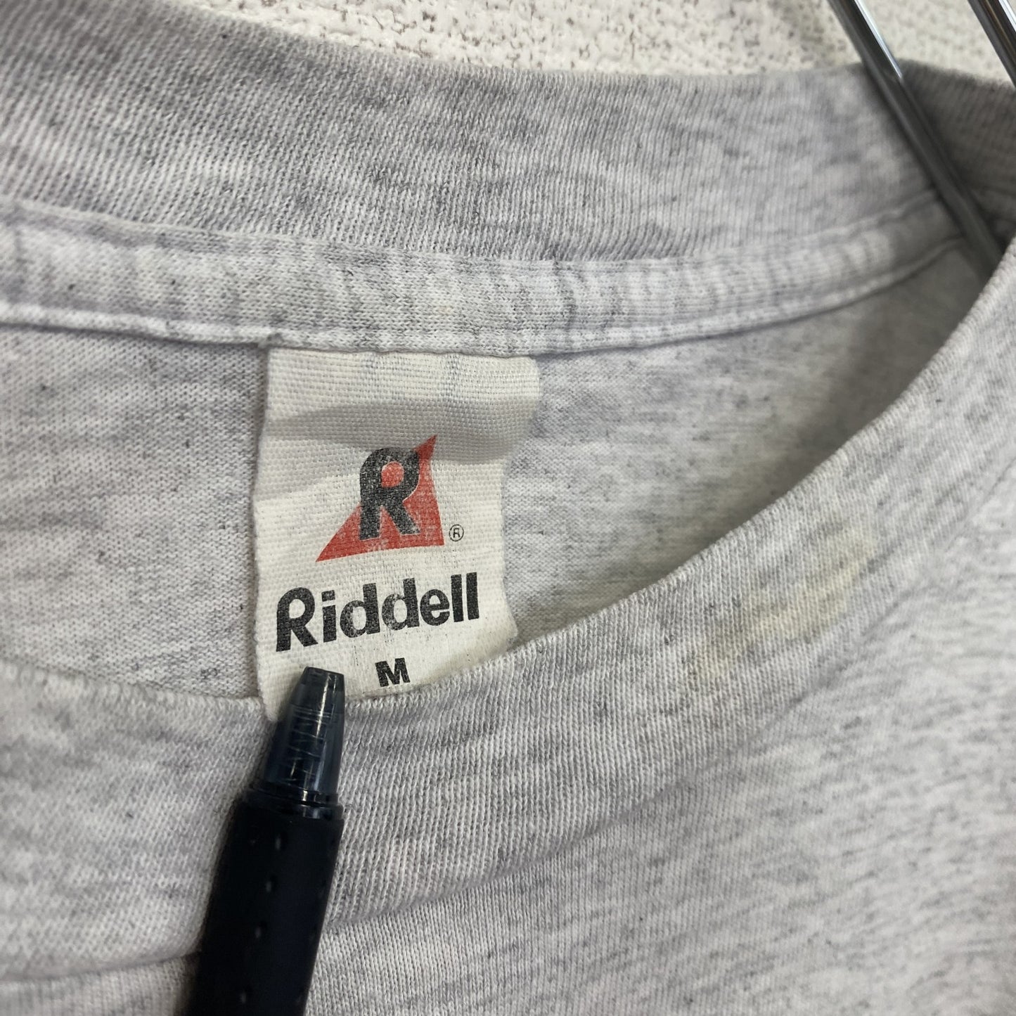 古着 used　Riddell　半袖プリントTシャツ　シングルステッチ　90s　クルーネック　カジュアル　グレー　Mサイズ