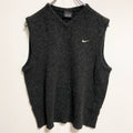 古着 used　NIKEGOLF ナイキゴルフ　Vネックニットベスト　セーター　ワンポイントロゴ刺繍　ダークグレー　Sサイズ