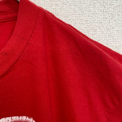 古着 used　半袖プリントTシャツ　野球　バスケ　フットボール　サッカー　赤　レッド　クルーネック　レトロデザイン
