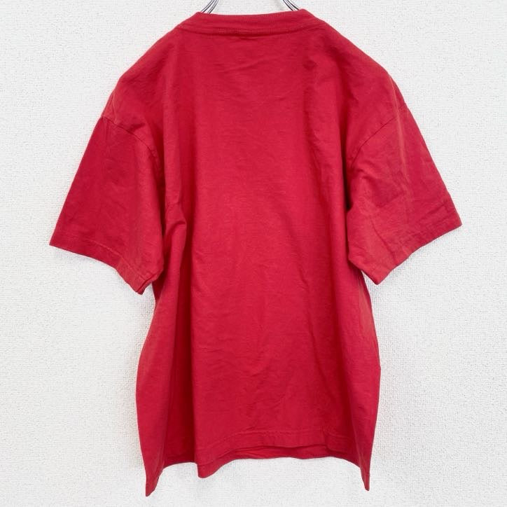 古着 used　半袖プリントTシャツ　野球　バスケ　フットボール　サッカー　赤　レッド　クルーネック　レトロデザイン