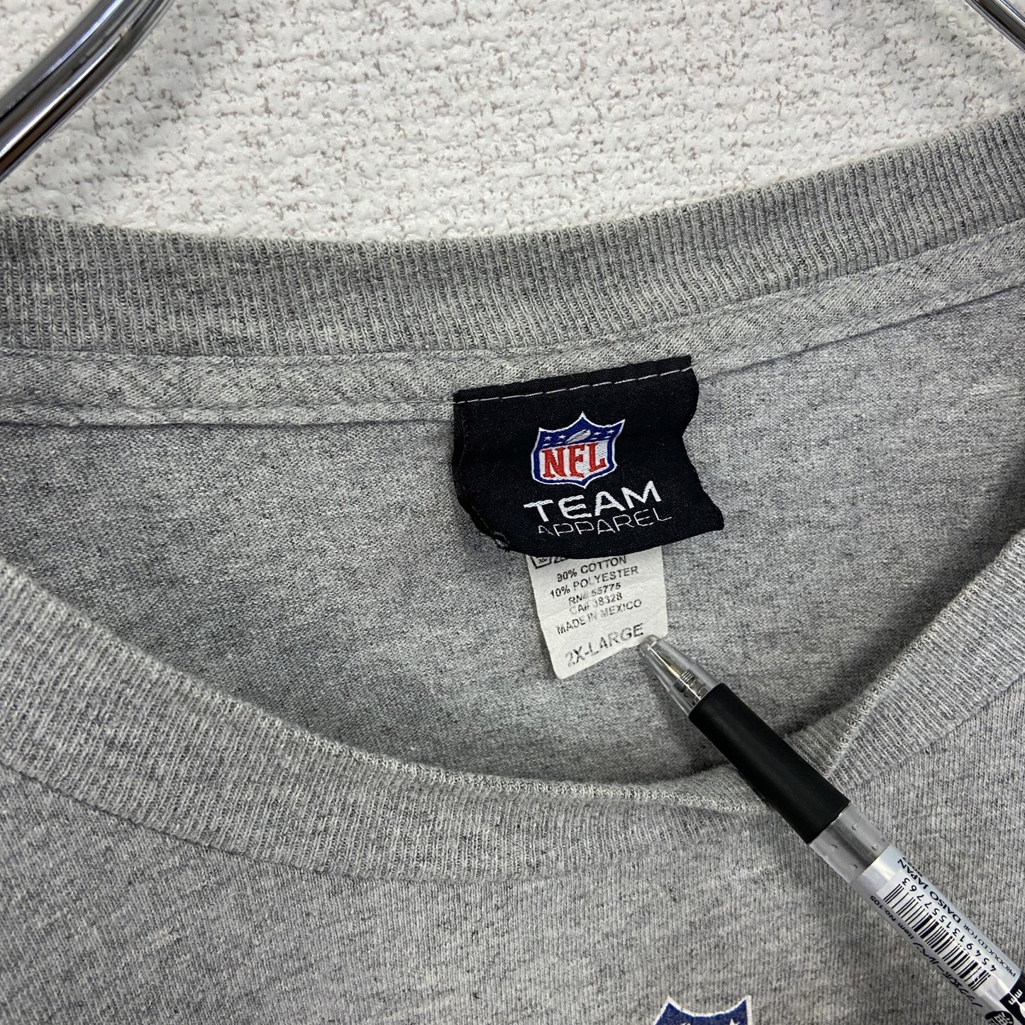 古着 used　半袖プリントTシャツ　NFL　スーパーボウル　ボルティモアレイブンズ　灰色　グレー　クルーネック　２XLサイズ