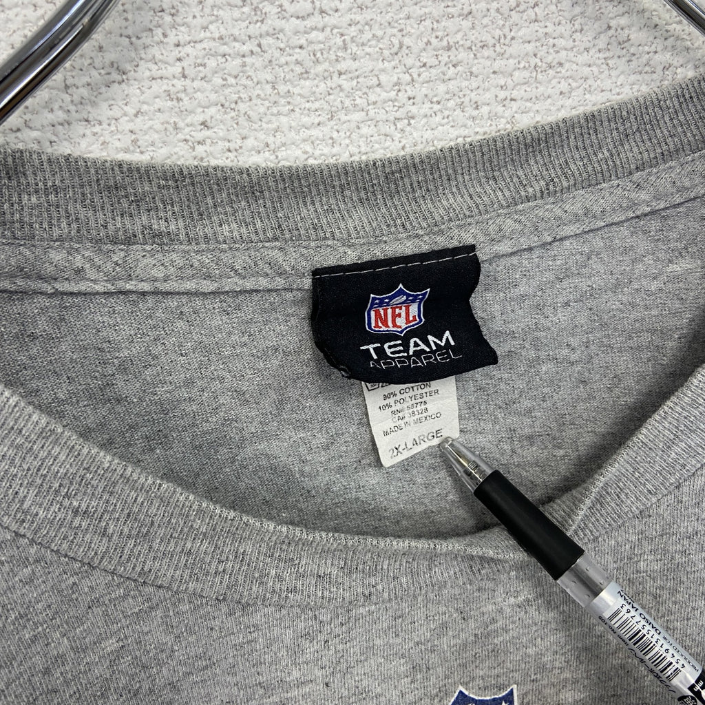 古着 used　半袖プリントTシャツ　NFL　スーパーボウル　ボルティモアレイブンズ　灰色　グレー　クルーネック　２XLサイズ