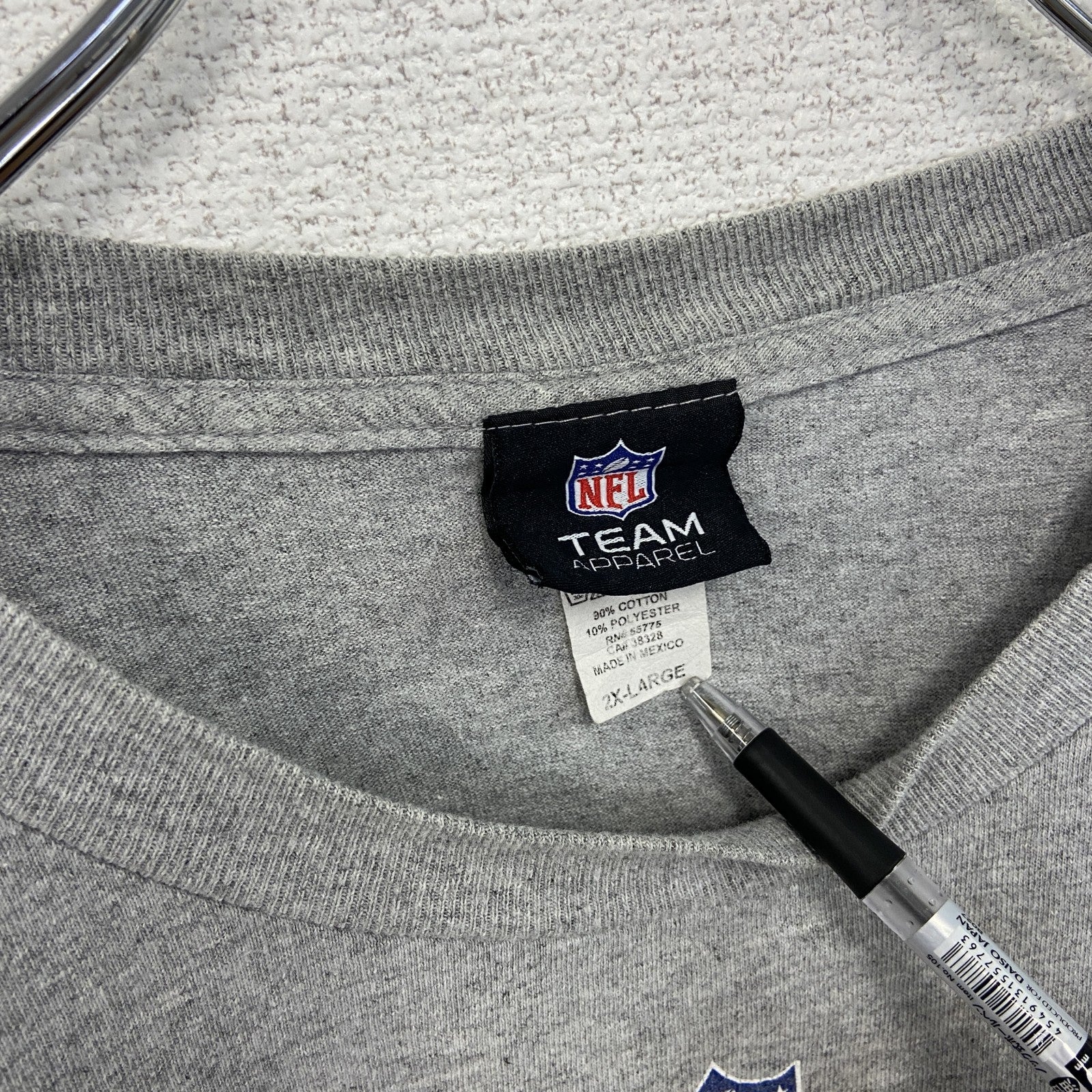 古着 used　半袖プリントTシャツ　NFL　スーパーボウル　ボルティモアレイブンズ　灰色　グレー　クルーネック　２XLサイズ