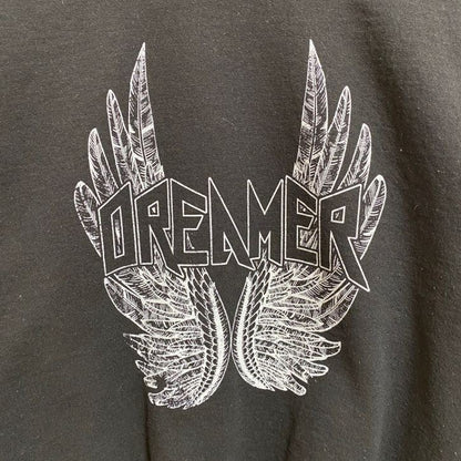 古着 used　GILDAN ギルダン　長袖プリントスウェット　トレーナー　DREAMER　黒　ブラック　レトロデザイン　Sサイズ